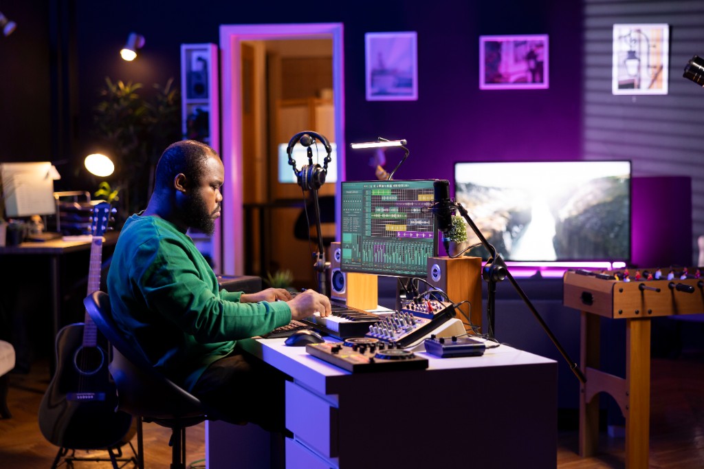 Creative composing music in a home studio
